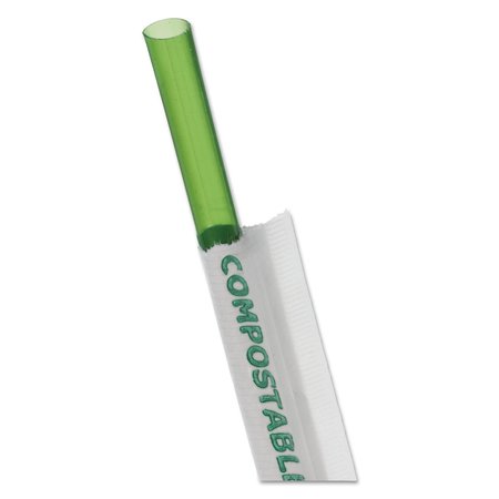ECO-PRODUCTS Wrapped Straw, 7.75", Green, PK9600 EP-ST772
